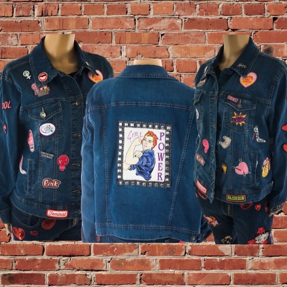 Girl Power Patch Jacket  Feminist Jacket Customised Patch Jacket